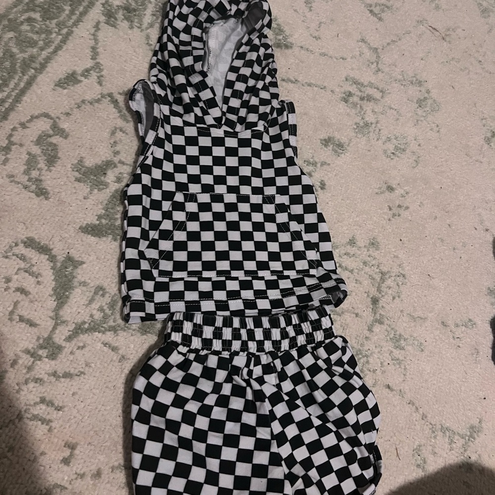 Prince Black and White Checkered Outfit